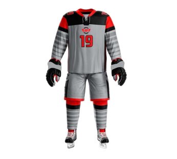 Gray Red Hockey Uniform